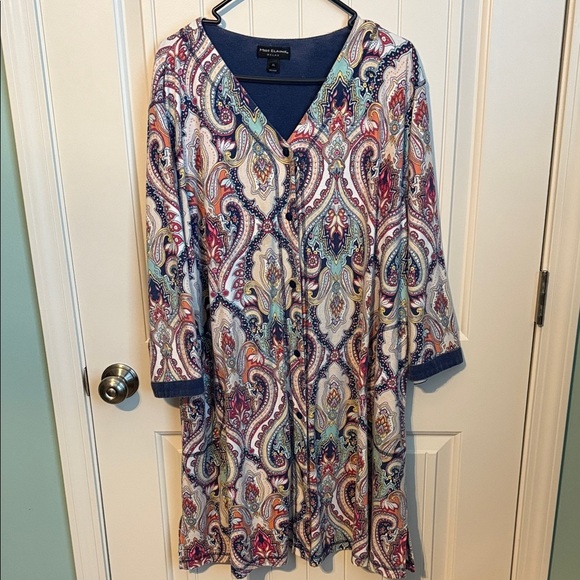 Miss Elaine Multicolor Paisley button down sleep shirt - Picture 1 of 5